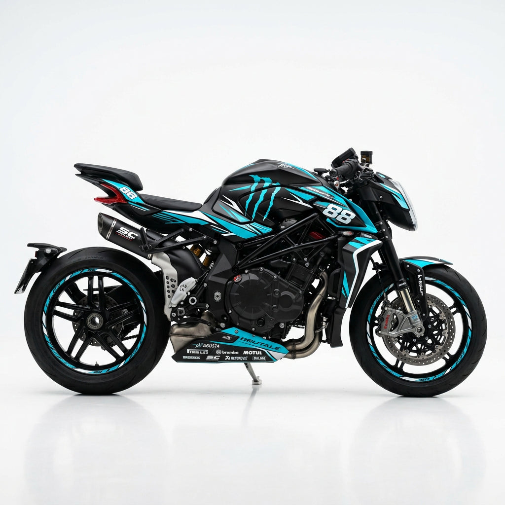 MV Agusta Brutale 1000 Cyan White Graphics Kit