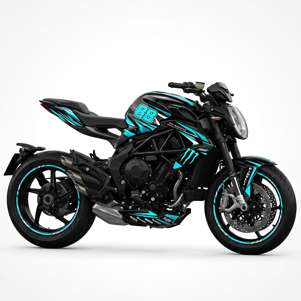 MV Agusta Brutale 800 Cyan White Graphics Kit