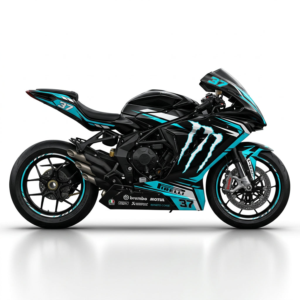 MV Agusta F3 Cyan White Graphics Kit
