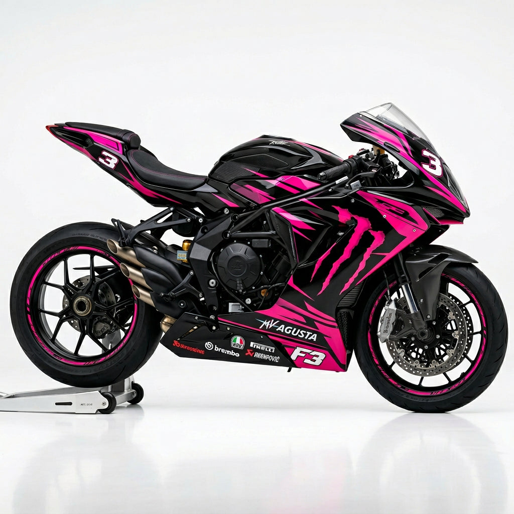 MV Agusta F3 Pink Black Graphics Kit