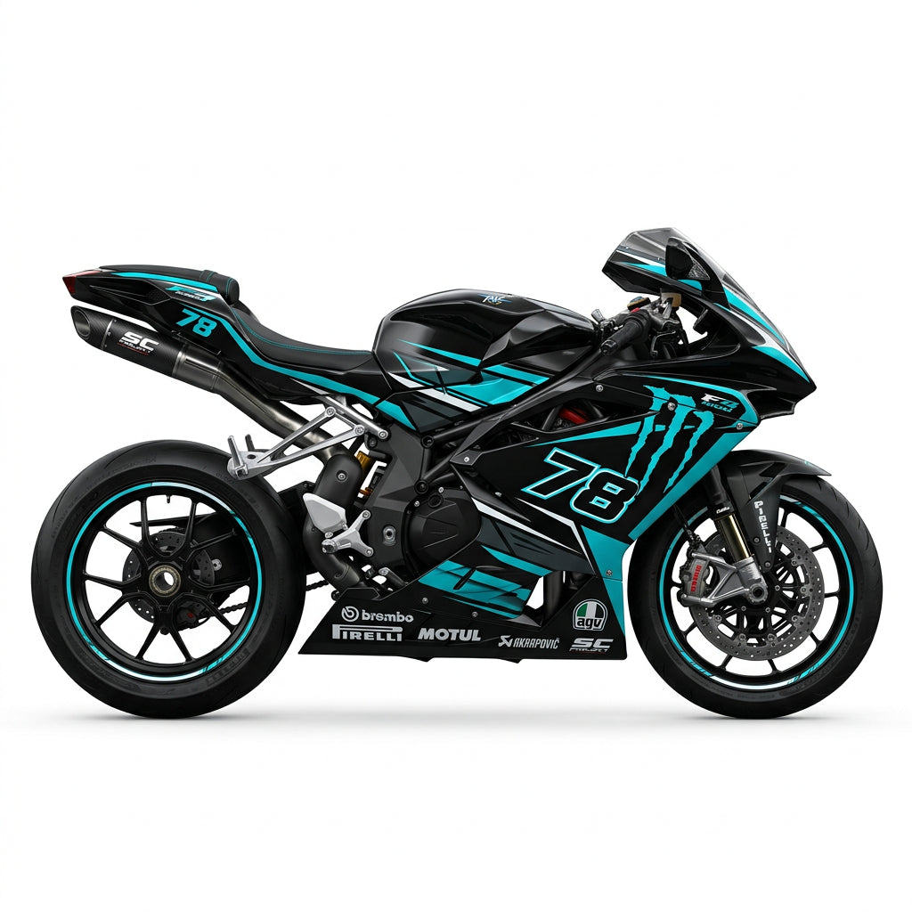 MV Agusta F4 Cyan White Graphics Kit