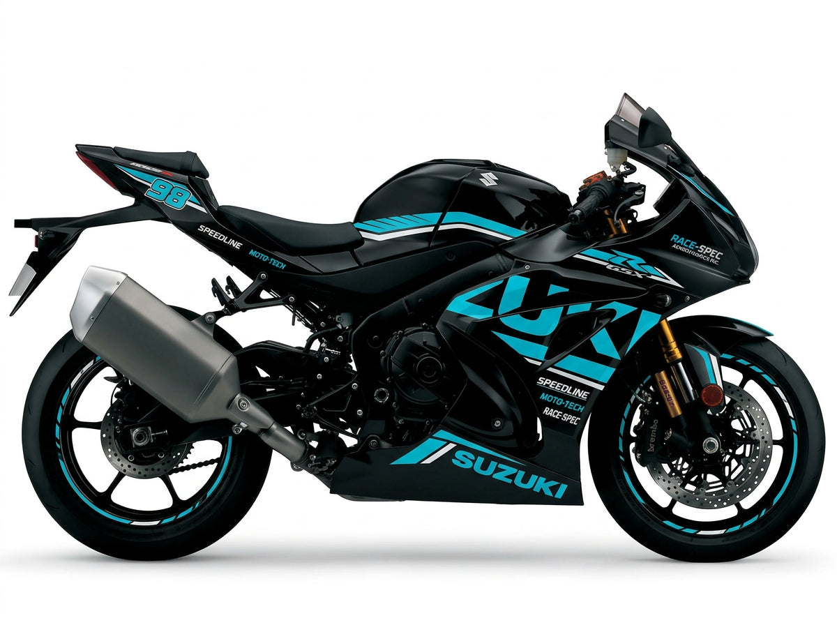 Suzuki GSX-R1000 Cyan White Racing Decal Kit
