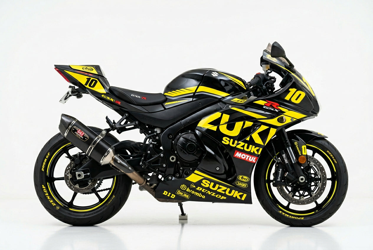 Suzuki GSX-R1000 graphics kit in yellow and black side view