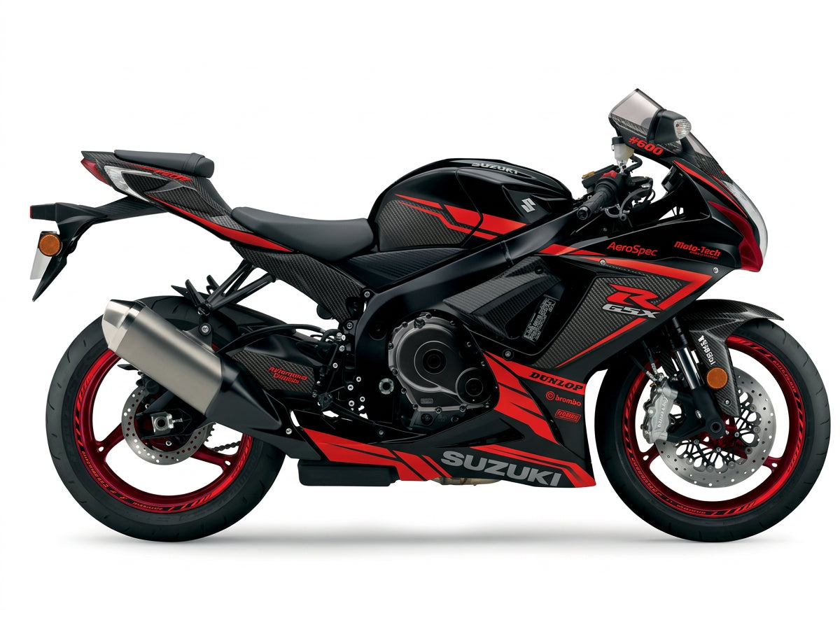 Suzuki GSX-R600 Carbon Red Racing Decal Kit