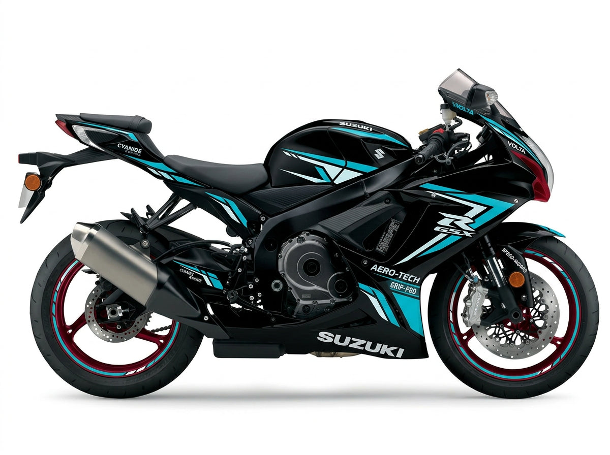 Suzuki GSX-R600 Cyan White Racing Decal Kit