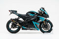 Suzuki GSX-R600 graphics kit in cyan and white side view