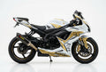 Suzuki GSX-R600 graphics kit in white and gold side view