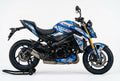 Suzuki GSX-S1000 graphics kit in blue and silver side view