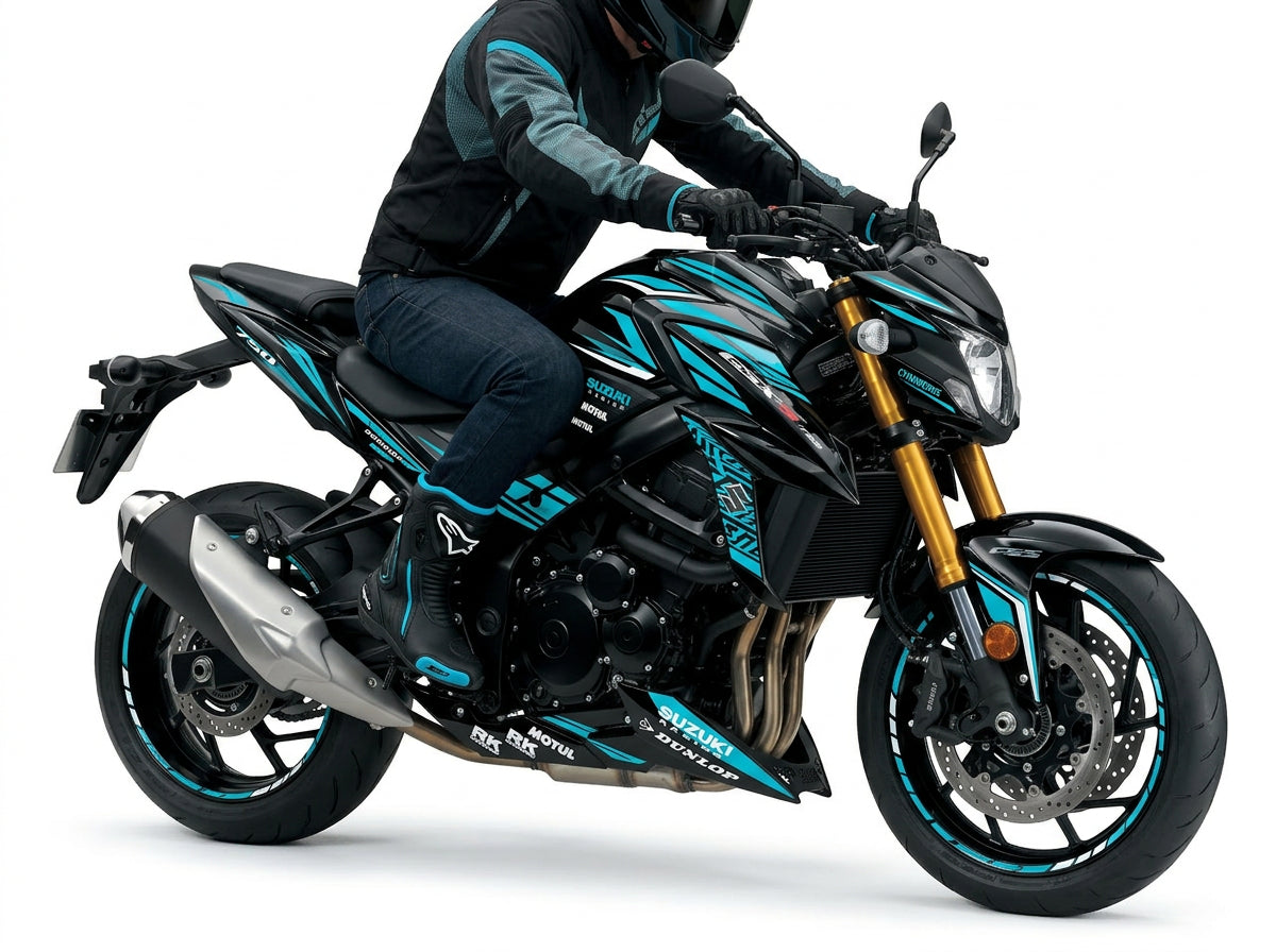 Suzuki GSX-S750 Cyan White Decal Kit