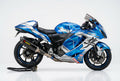 Suzuki Hayabusa graphics kit in blue and silver side view