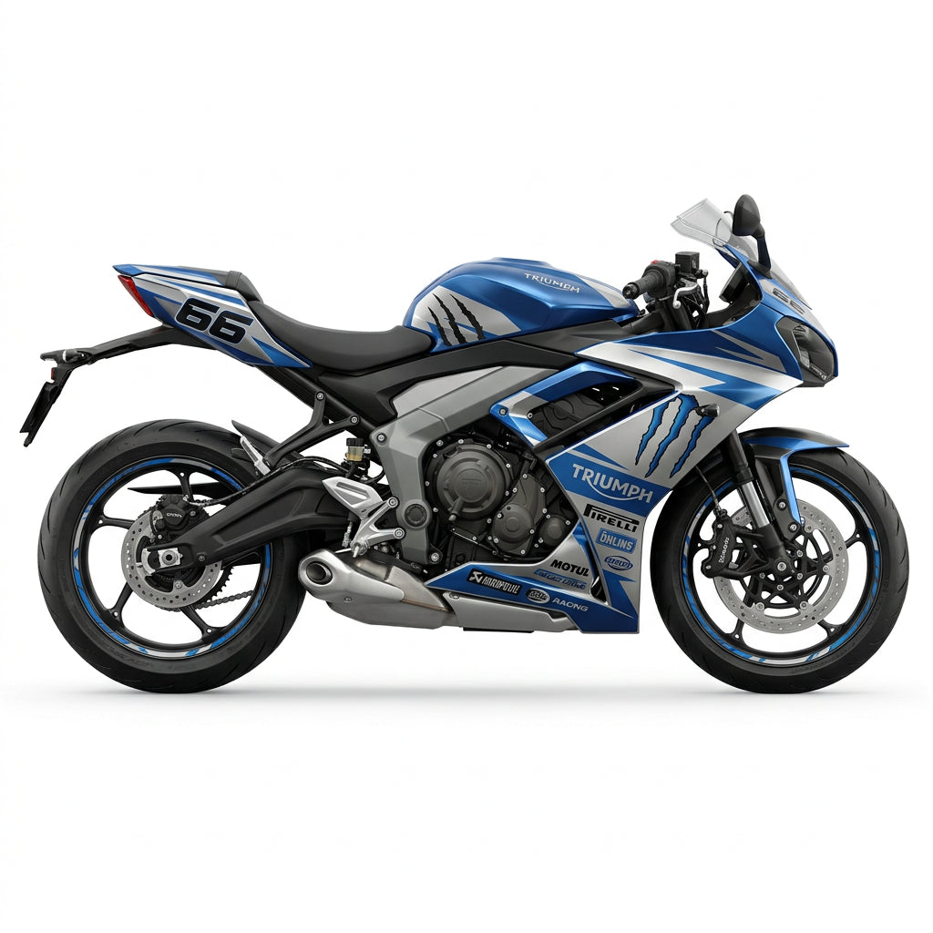 Triumph Daytona 660 Blue Silver Metallic Graphics Kit