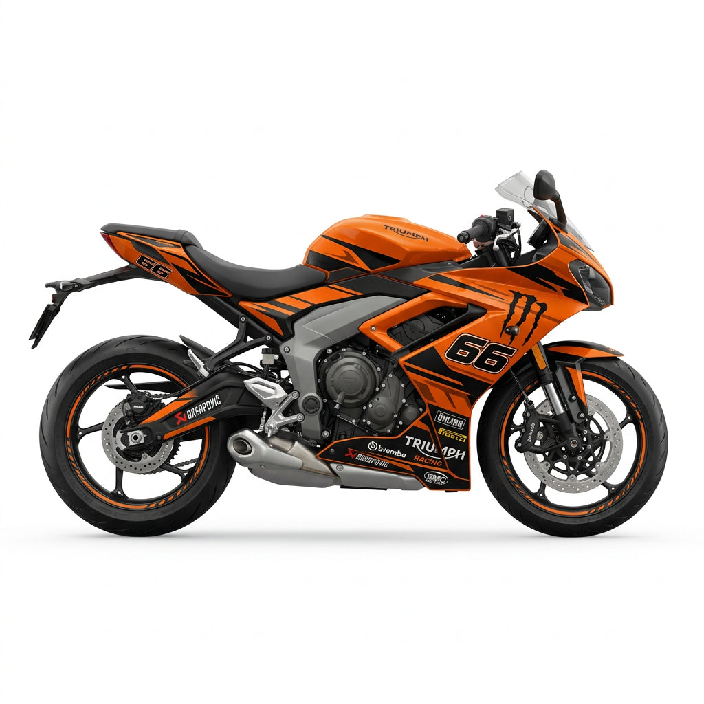 Triumph Daytona 660 Orange Black Racing Graphics Kit