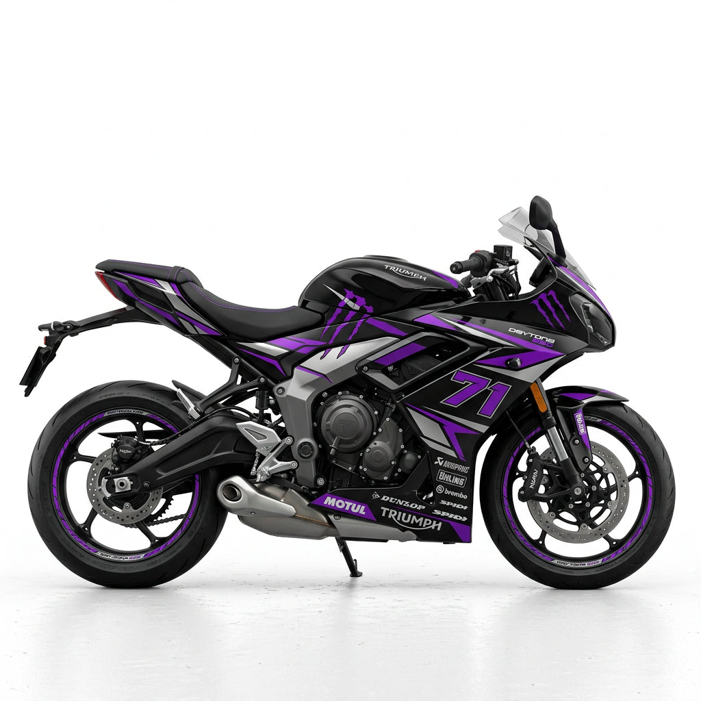 Triumph Daytona 660 Purple Silver Graphics Kit