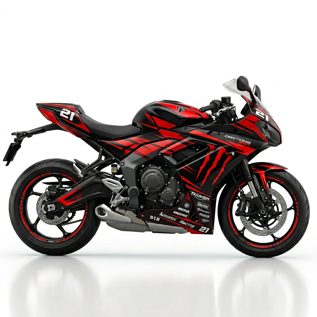 Triumph Daytona 660 Red Black Racing Graphics Kit