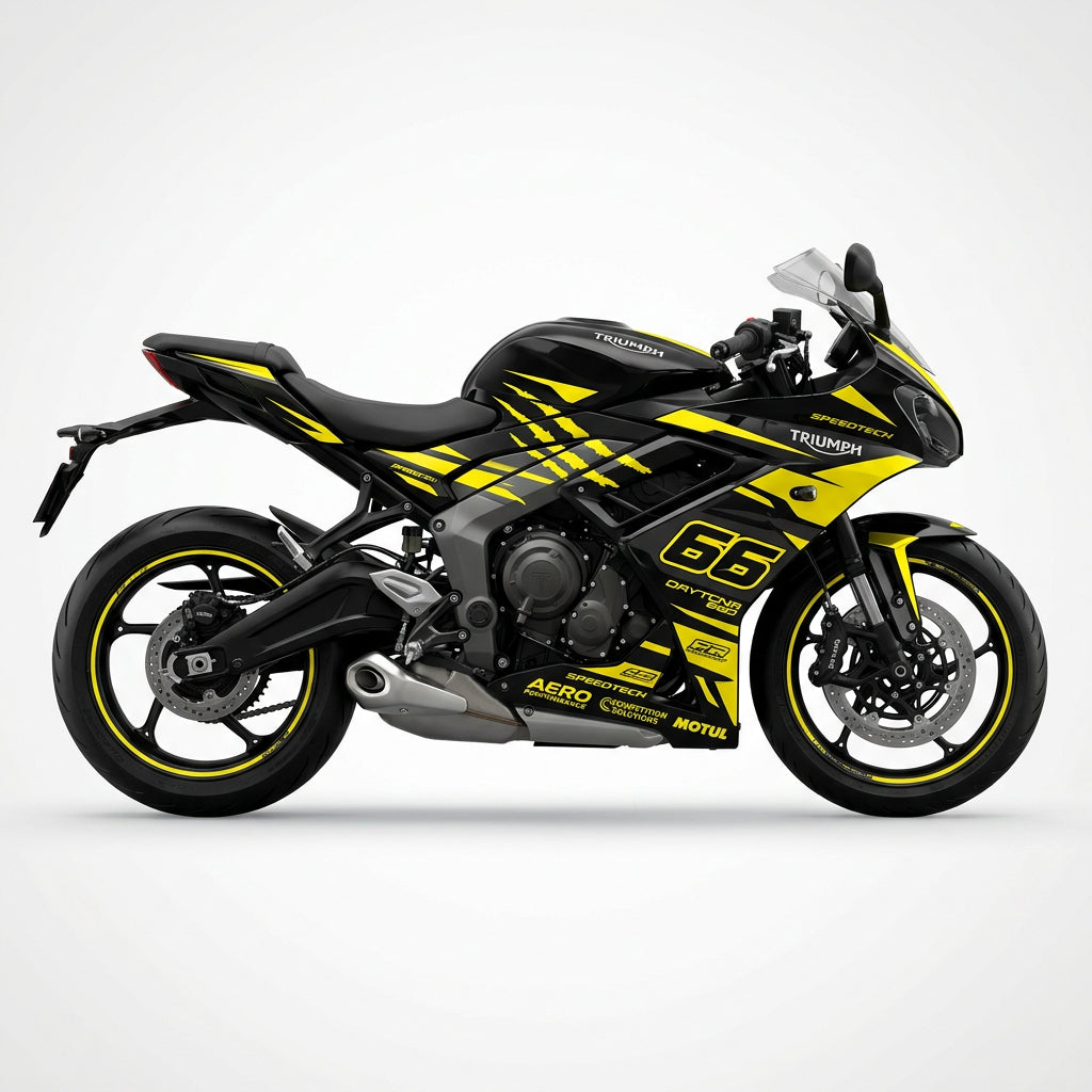 Triumph Daytona 660 Yellow Black Graphics Kit