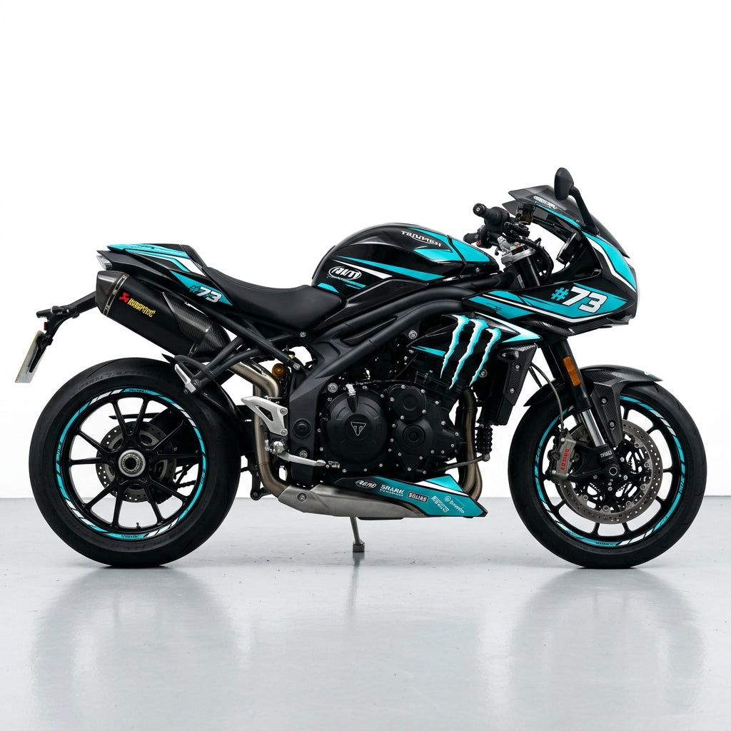 Triumph Speed Triple Cyan White Graphics Kit