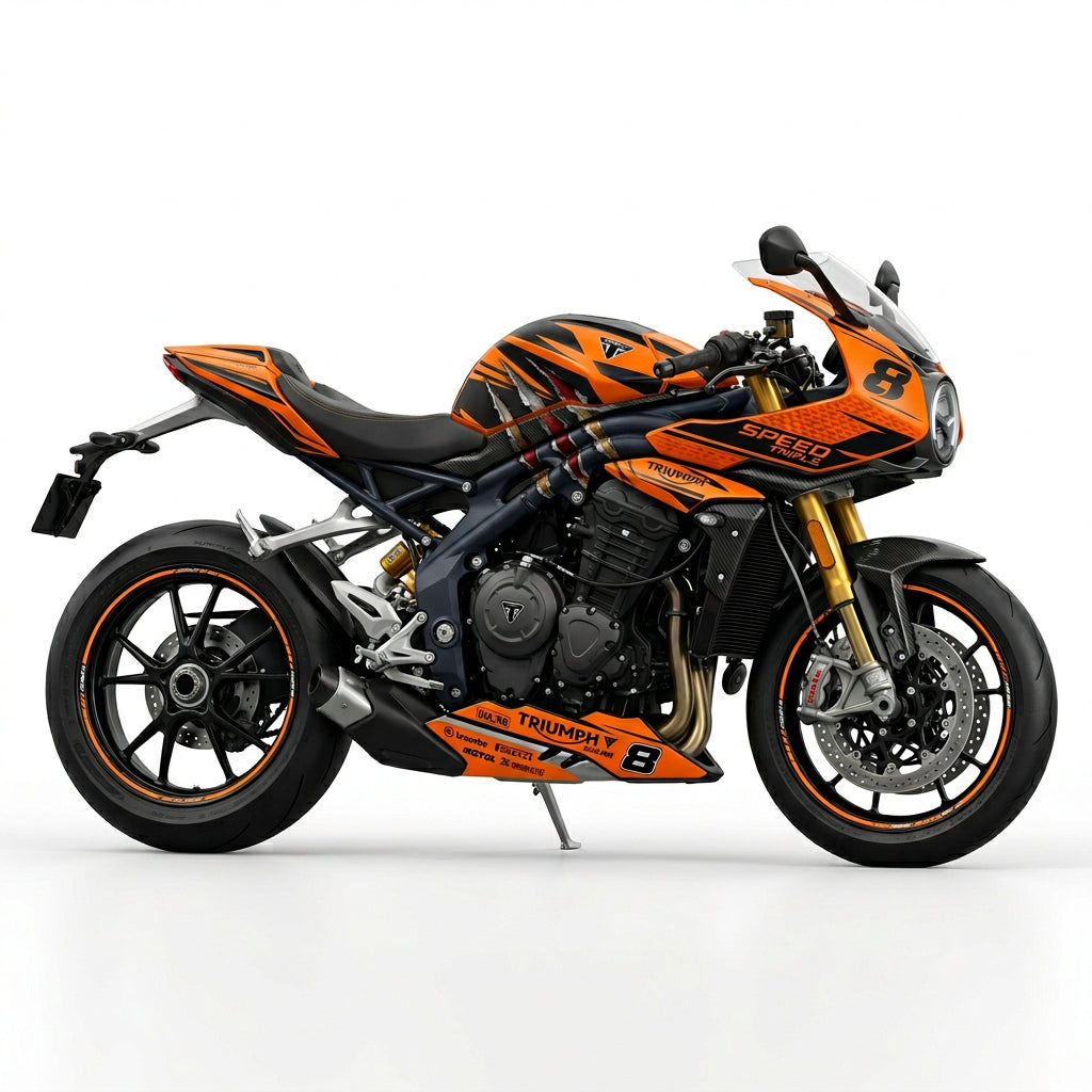 Triumph Speed Triple Orange Black Racing Graphics Kit