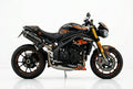 Triumph Speed Triple orange black decals on black paint side view