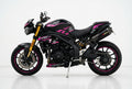 Triumph Speed Triple pink black decals on black paint side view