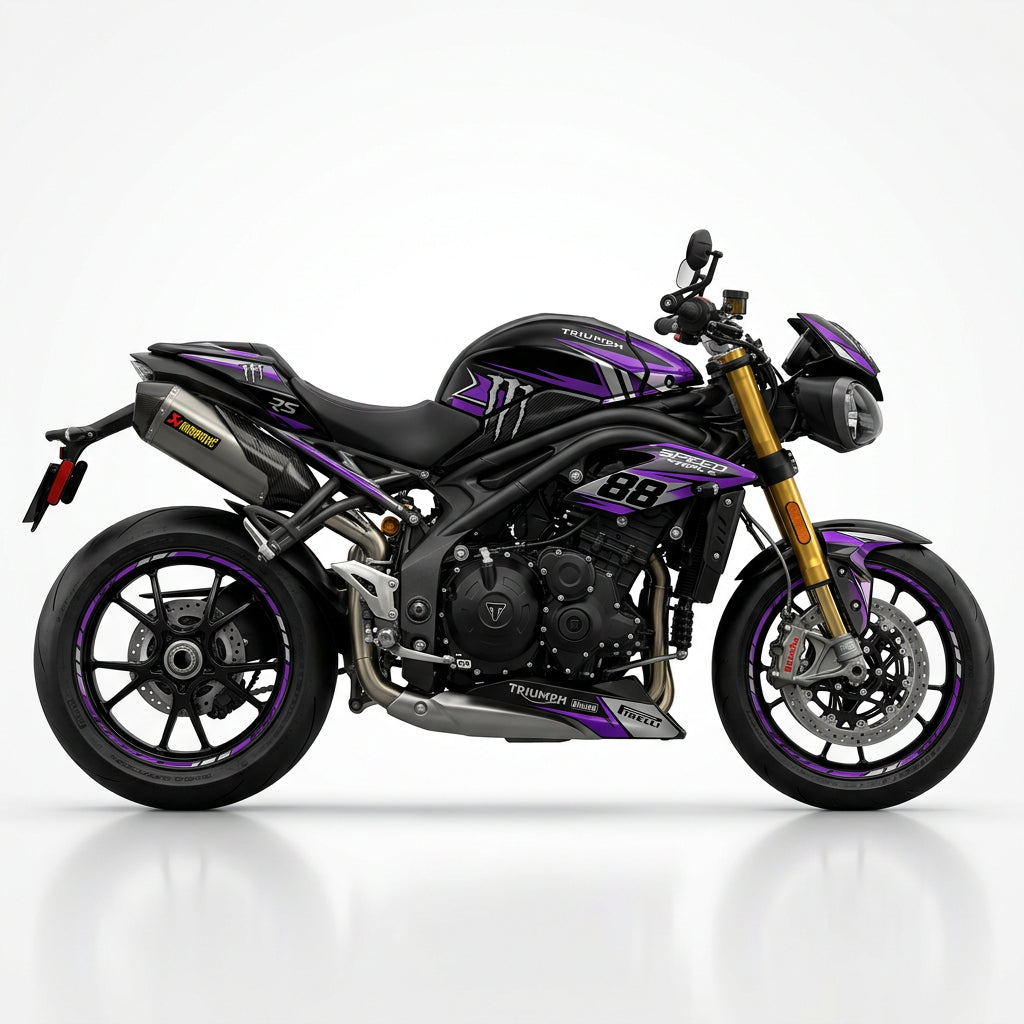 Triumph Speed Triple Purple Silver Graphics Kit