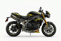 Triumph Speed Triple yellow black decals on black paint side view