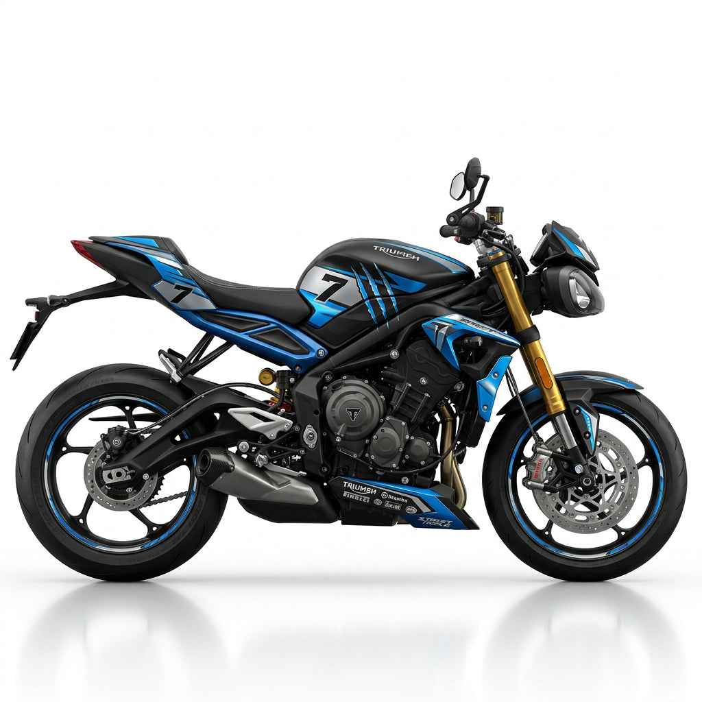Triumph Street Triple Blue Silver Metallic Graphics Kit