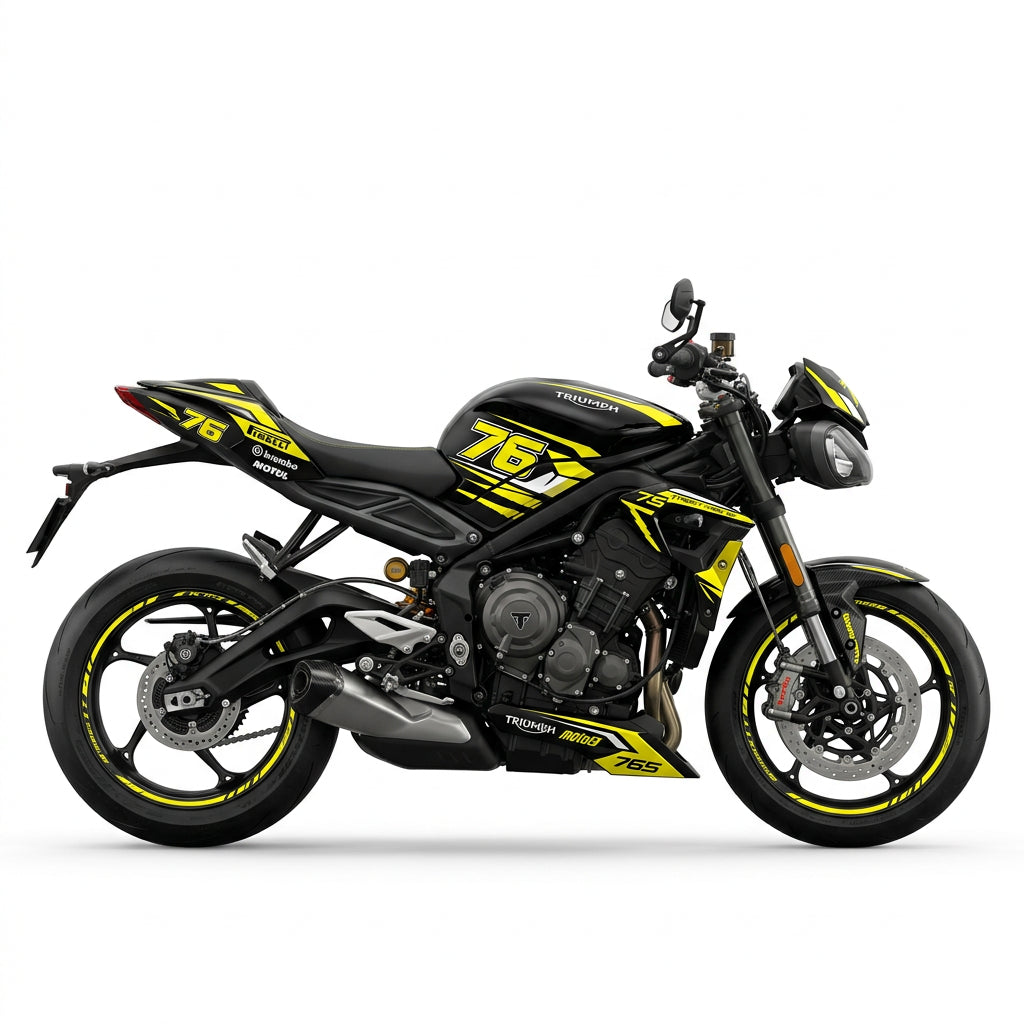 Triumph Street Triple Yellow Black Graphics Kit