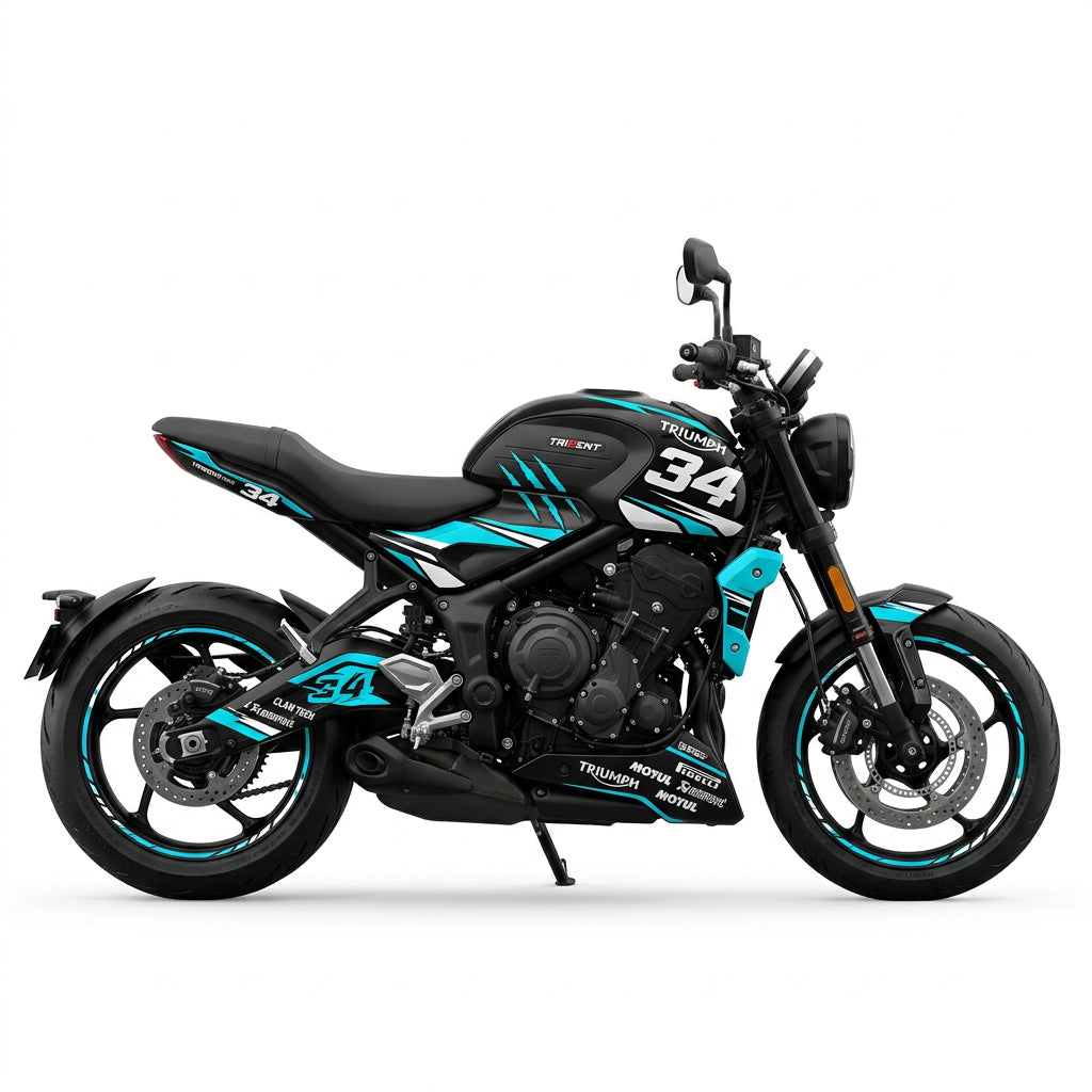 Triumph Trident 660 Cyan White Graphics Kit