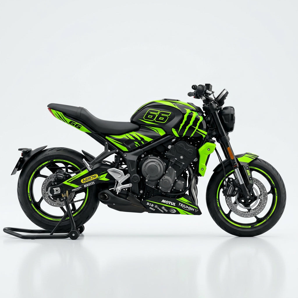 Triumph Trident 660 Neon Green Black Graphics Kit