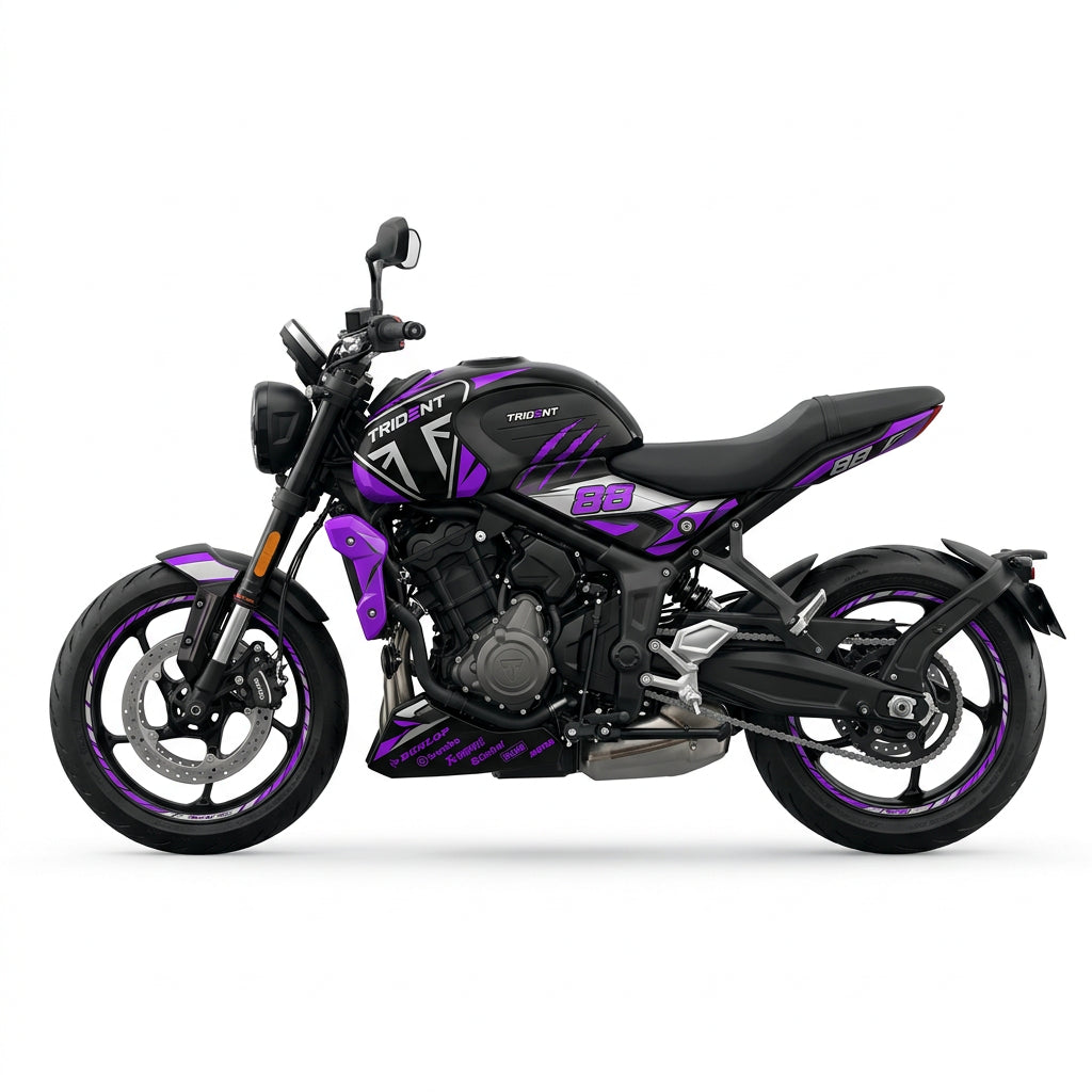 Triumph Trident 660 Purple Silver Graphics Kit