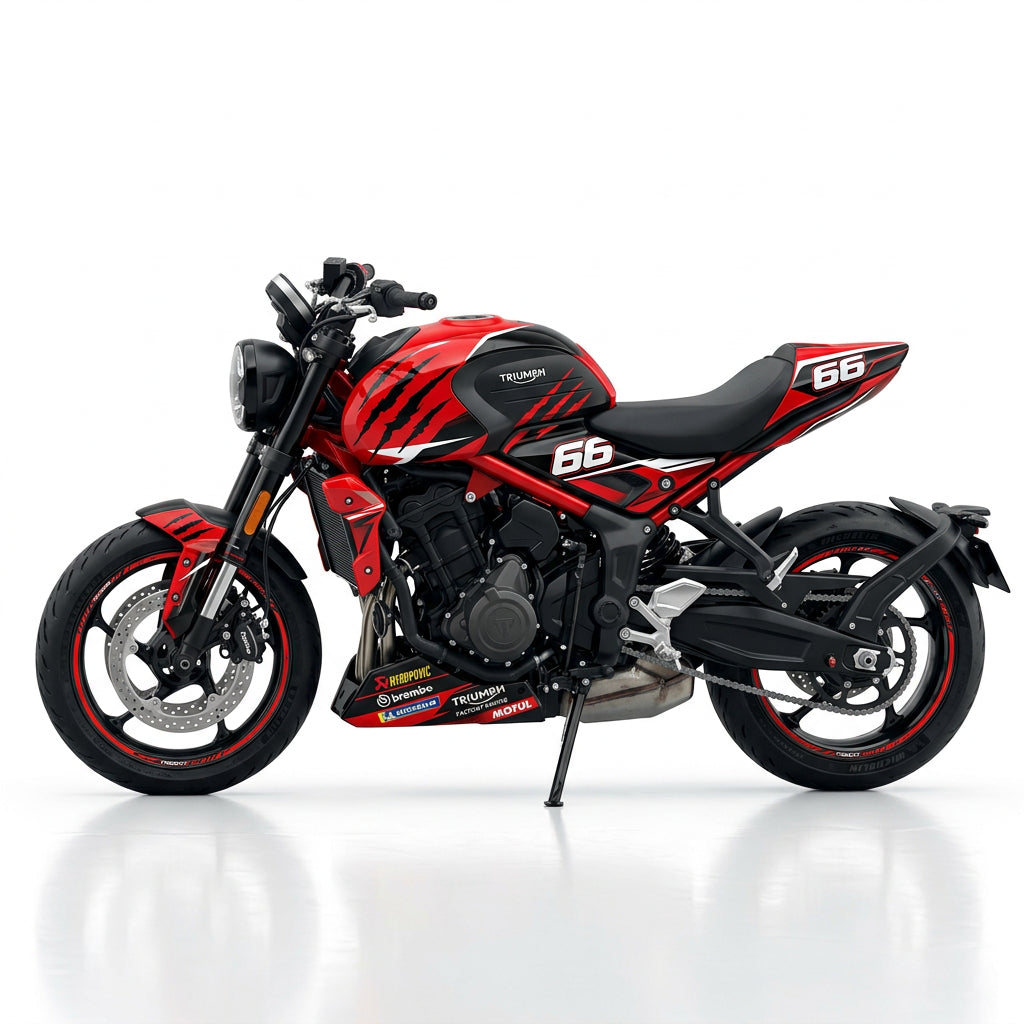 Triumph Trident 660 Red Black Racing Graphics Kit