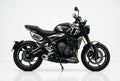 Triumph Trident 660 white gold decals on black paint side view