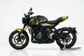 Triumph Trident 660 yellow black decals on black paint side view