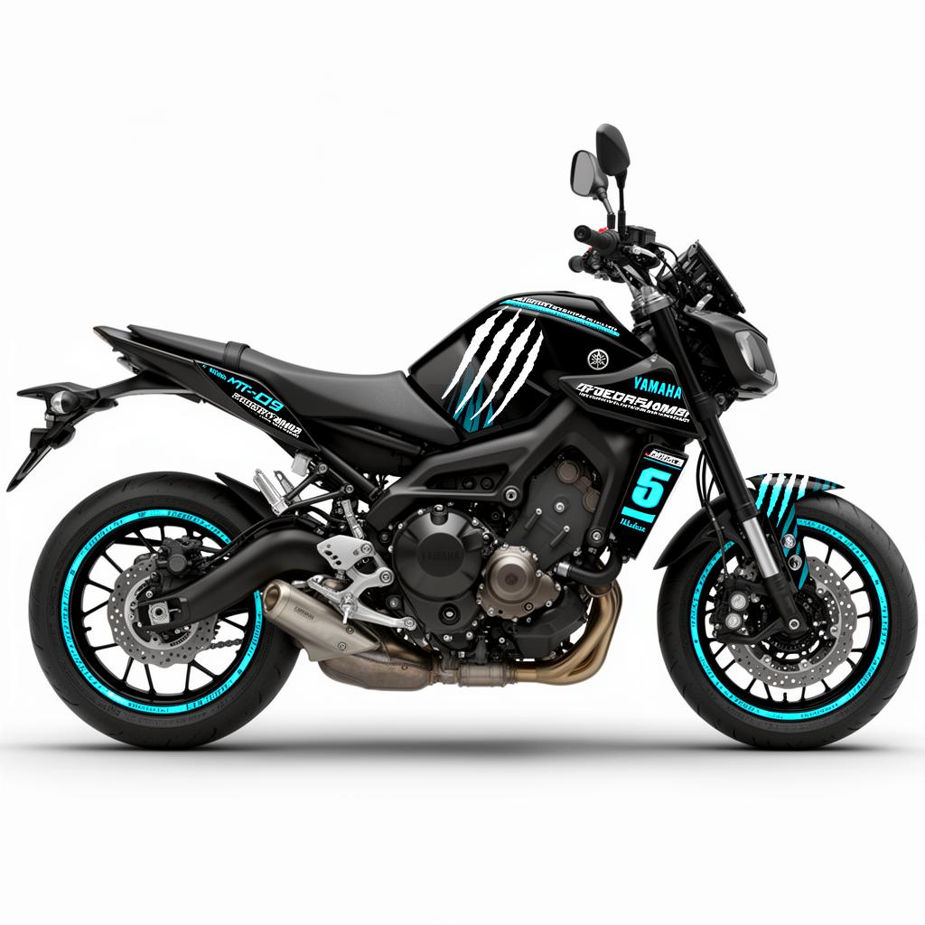Yamaha MT-09 Cyan White Decal Kit