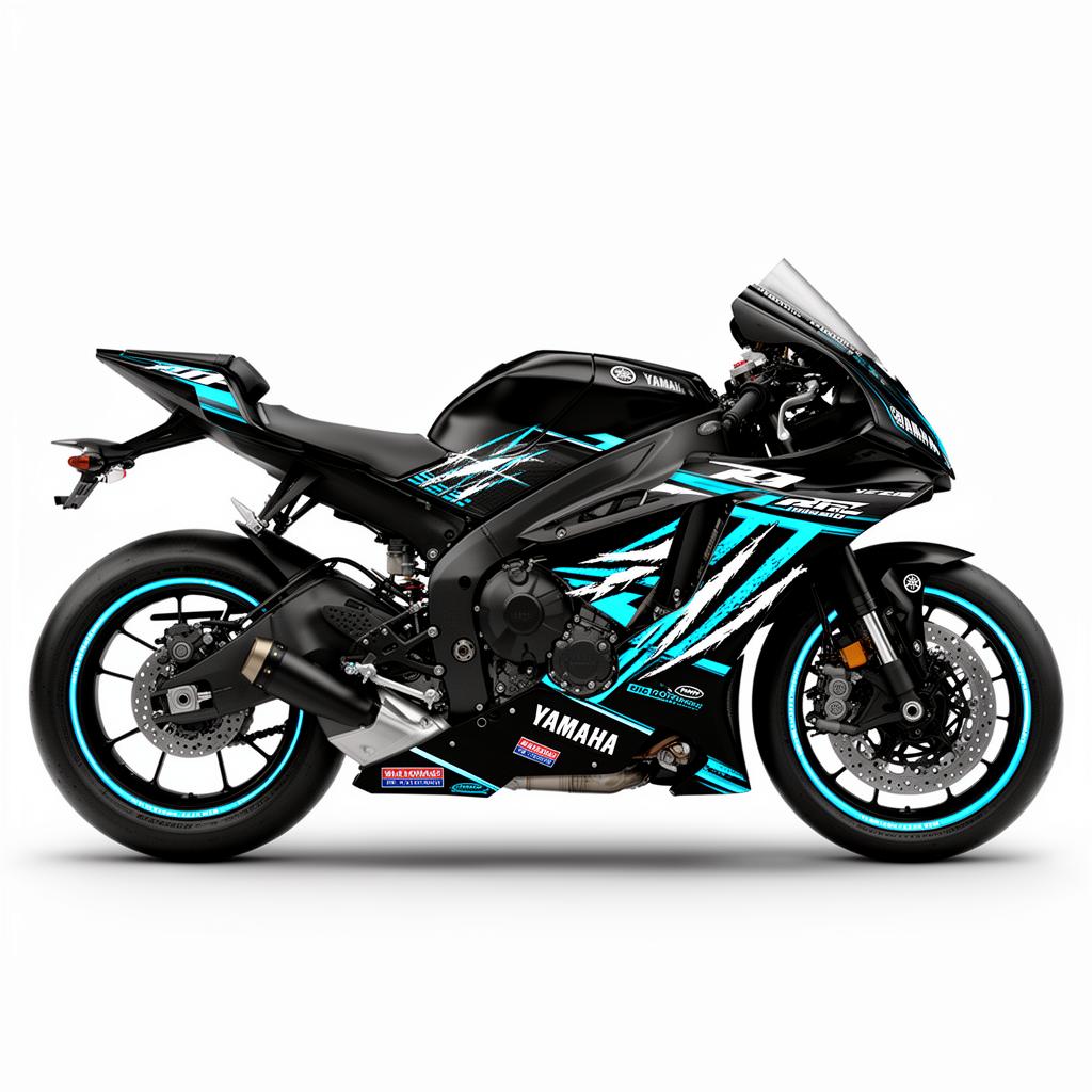 Yamaha YZF-R1 Cyan White Decal Kit