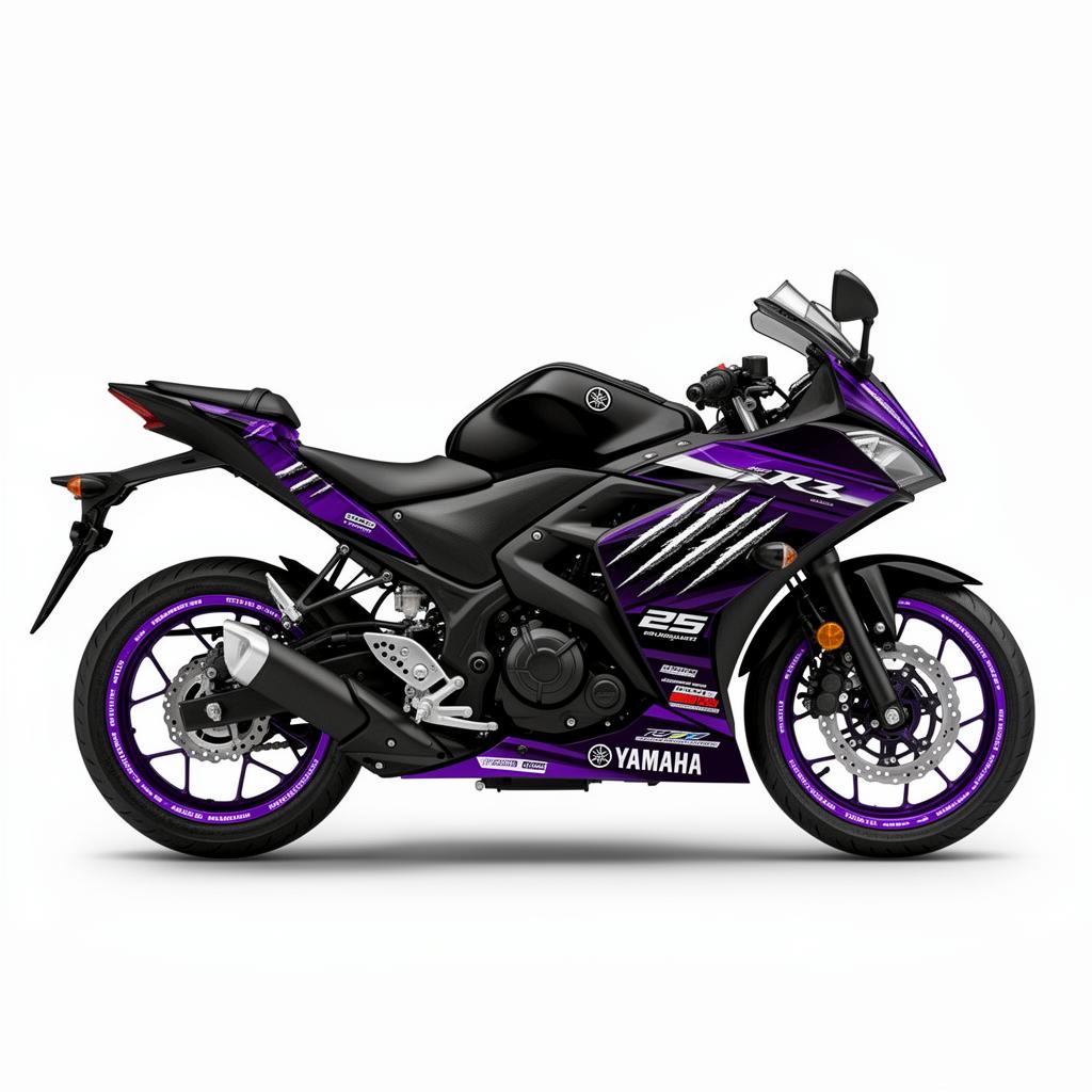 Yamaha YZF-R3 Purple Silver Decal Kit